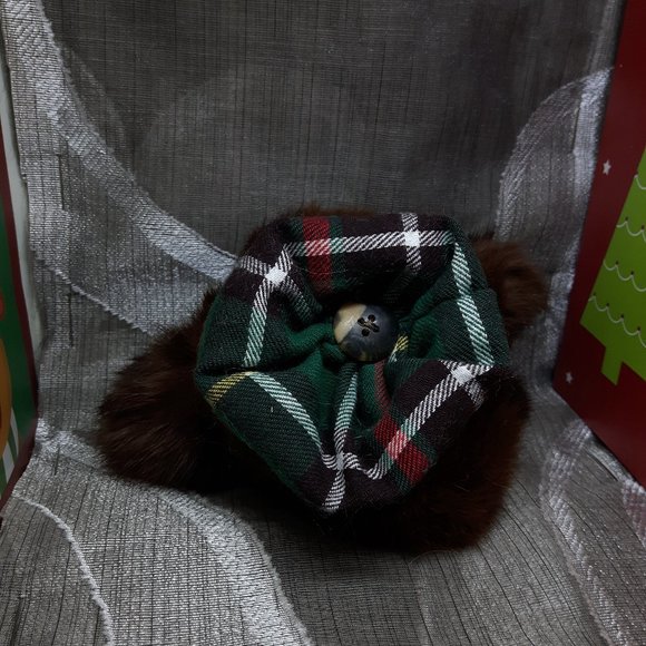 Tartan Teddy Bear Christmas Ornament - Newfoundland Tartan - Real Mink - Picture 4 of 7